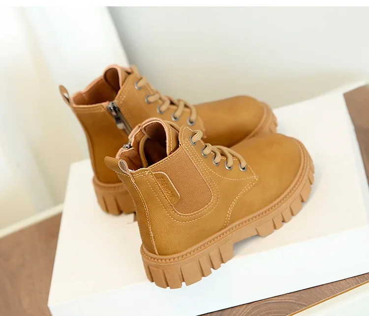 2026 Herbst- und Winter-Kinderschuhe Wasserdichte PU-Leder Kinderstiefel Modische Kleinkind Schnür-Reißverschluss Hohe Stiefel für Jungen und Mädchen – Detail 13