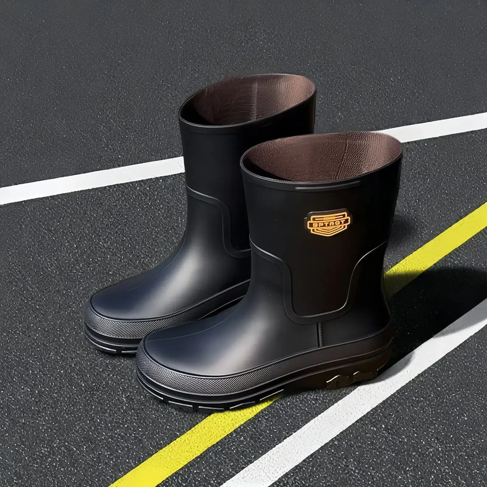 

Chef Kitchen Fleece-lined Waterproof Warm Platform Sole Rain Boots for Men Winter Resistant Adult Man Shoes Fashion Pvc Gumboots