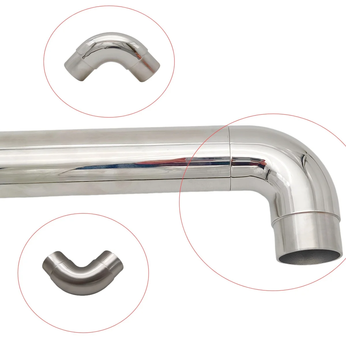 Highco-Cast 316 Stainless Steel 38.1mm Stair Railing Handrail Connector Stair Railing Baluster Balcony Handrail Elbow