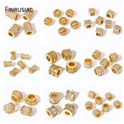 Wholesale 18K Gold Plated Brass Spacer Beads With Big Hole,Zircon Separators Beads For Bracelets,DIY Jewelry Making Supplies