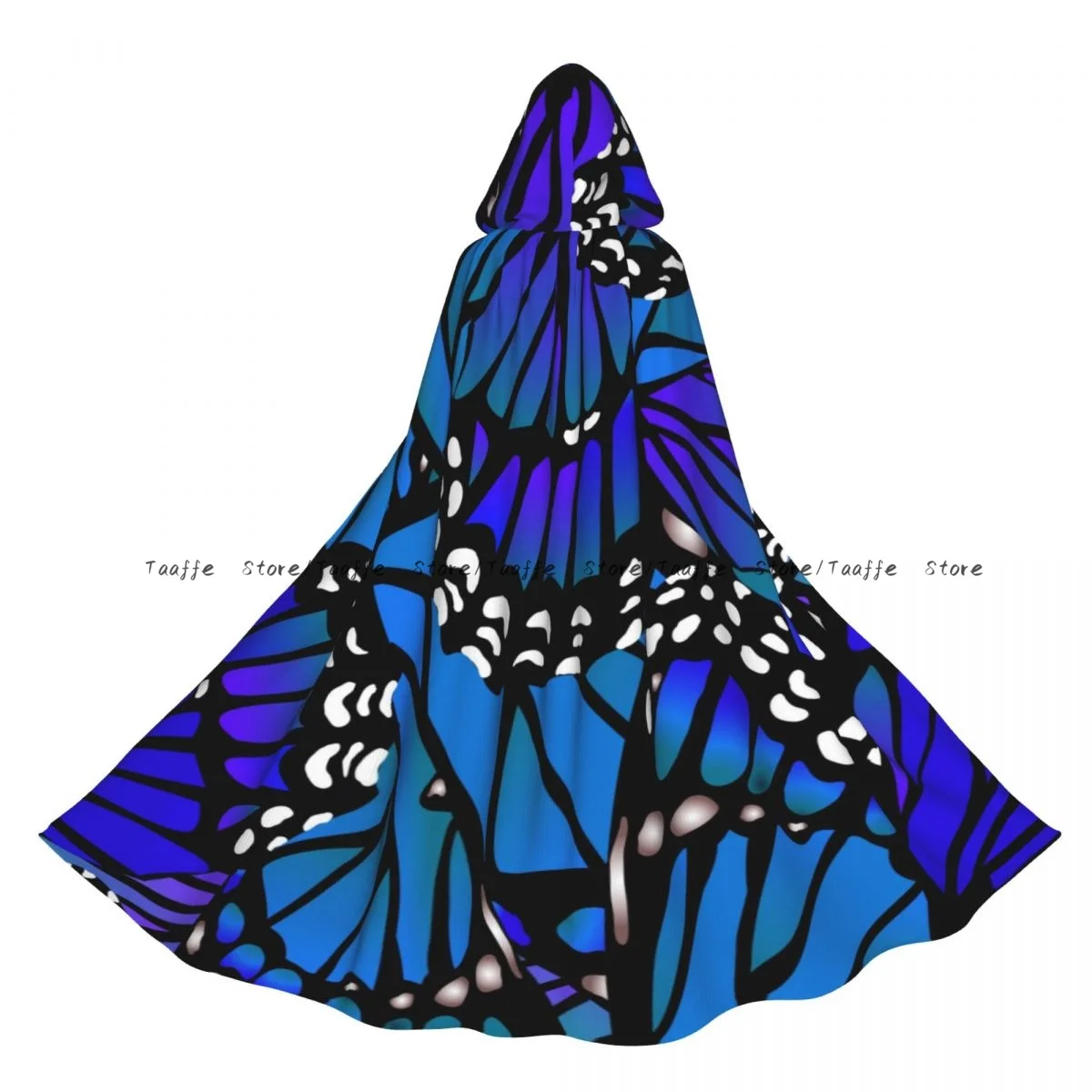Bruja larga con capucha bata monarca mariposa azul capa de Halloween disfraces Cosplay para adulto