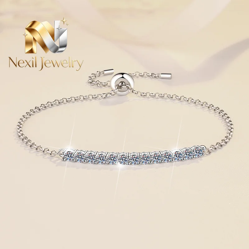 

Nexil Jewelry Nexil Jewelry Sparkling Beaded Chain Bracelet Ladies 1.3CT Women's Moissanite PT950 Platinum Office Versatile P