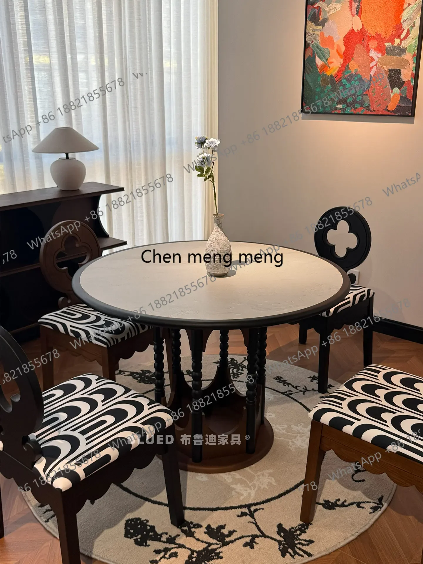 

Great discountsMedieval dining table rock slab solid wood retro round dining table household small unit travertine dining table