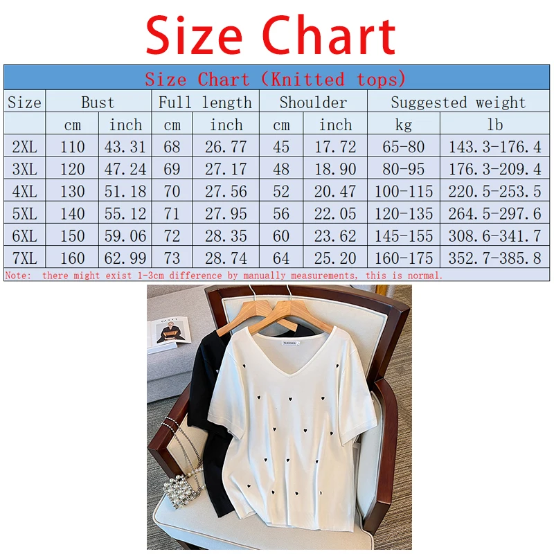 Large Size Women\'s Summer Clothing Ice Silk V-neck Knitted Tops Chubby Female Show Slim 100/150kg Short Sleeved T-shirt 6XL 7XL