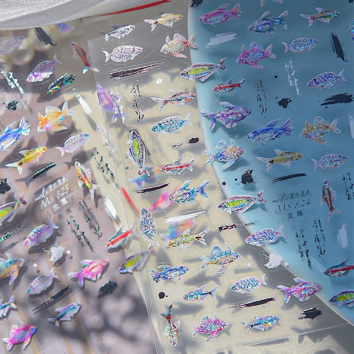 

Sunmmer Shoal of Fish Deep-sea Fish Ocean Goldfish Starfish Shell Water Bubbles Jellyfish Chic Nail Art Stickers Manicure Decals