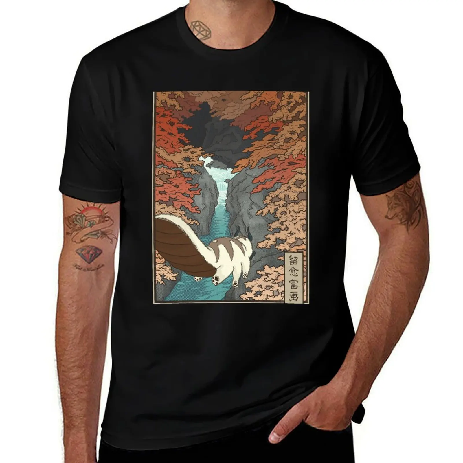 

UKIYO-E FLYING BISON T-Shirt cotton t shirts man 100% graphic t shirts for man t shirts for man cotton T-Shirt