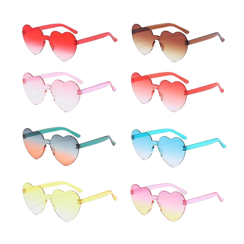 Gafas de sol coloridas en forma de corazón para mujer y niña, protección solar al aire libre, gradiente de gelatina, gafas de sol de moda