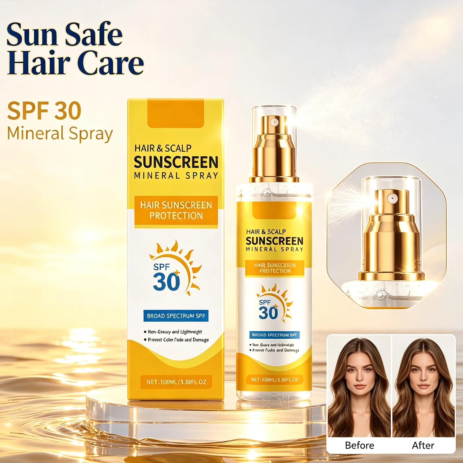 Scalp Protection Spray Prevent Dry Damaged Hair Refreshing Nourishing Scalp Treatment Prevent Outdoor Hair Scalp Damage 100ml