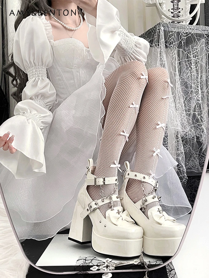 Original Punk Lolita High Heels Subculture Hot Girl Y2K Heels Women Gothic All Match Platform Heels Street Punk Leather Shoes