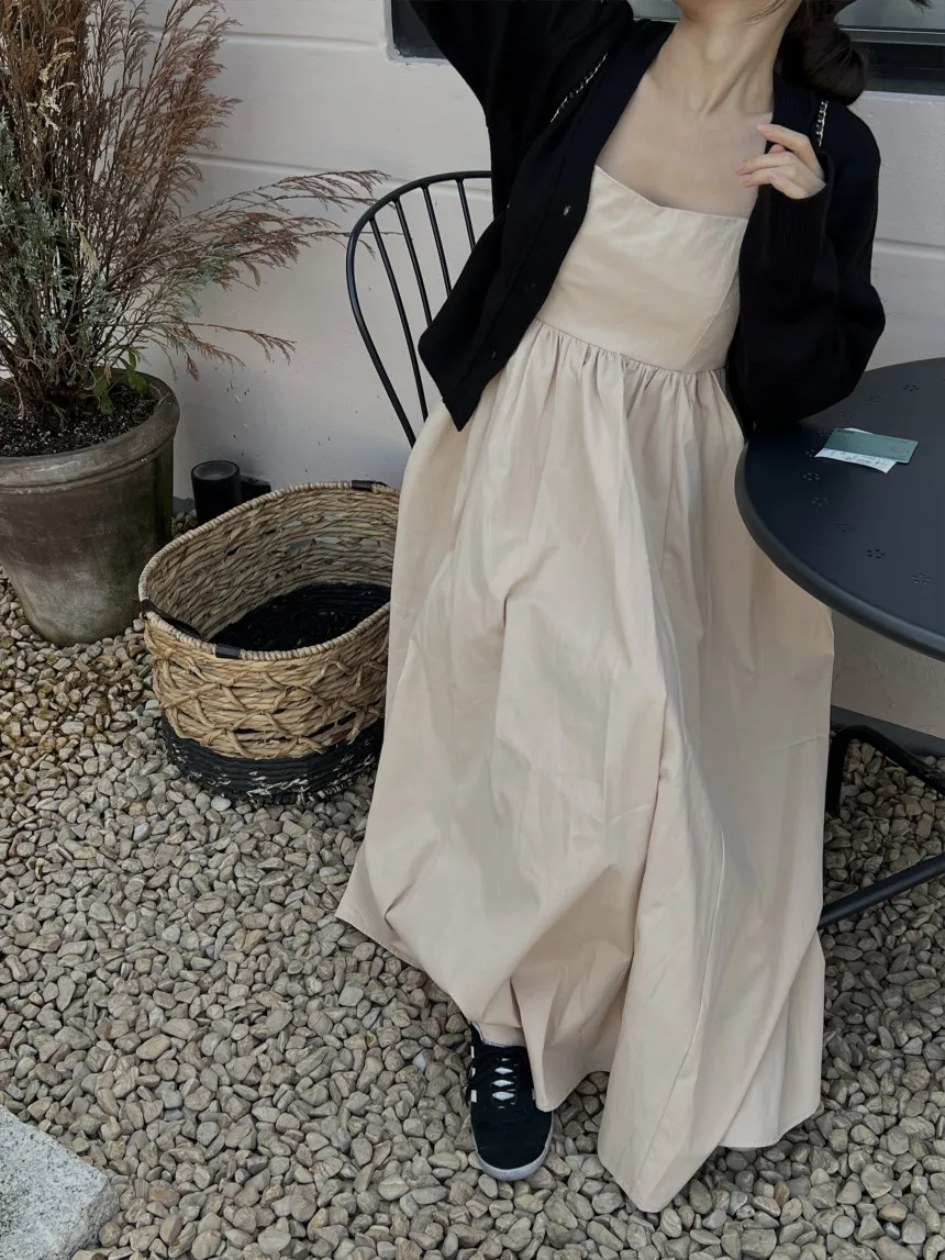 Simples chique verão strapl dr feminino doce jovem maxi saia camadas de algodão a linha saia cintura alta commute dr