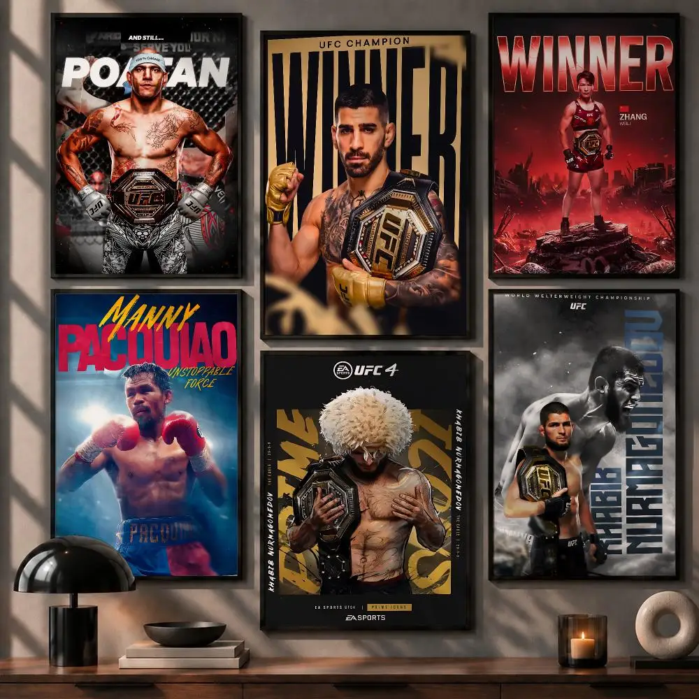 Elite Athlete UFC Fighter Poster No Glue Residue Self-Adhesive Art Poster Wall Decor for Bedroom Living Room