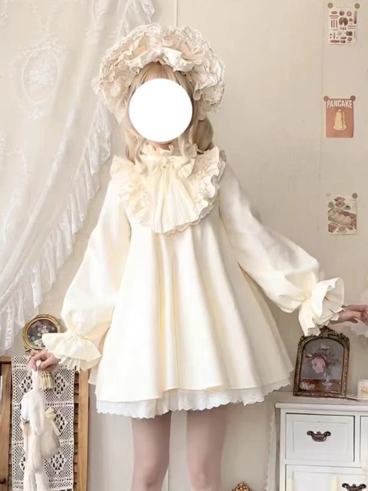 Autumn Sweet Loose Lolita Dress Women Design Kawaii Flare Sleeve Lovely New Dresses Japanese Warm Elegant Princess Dress 2025