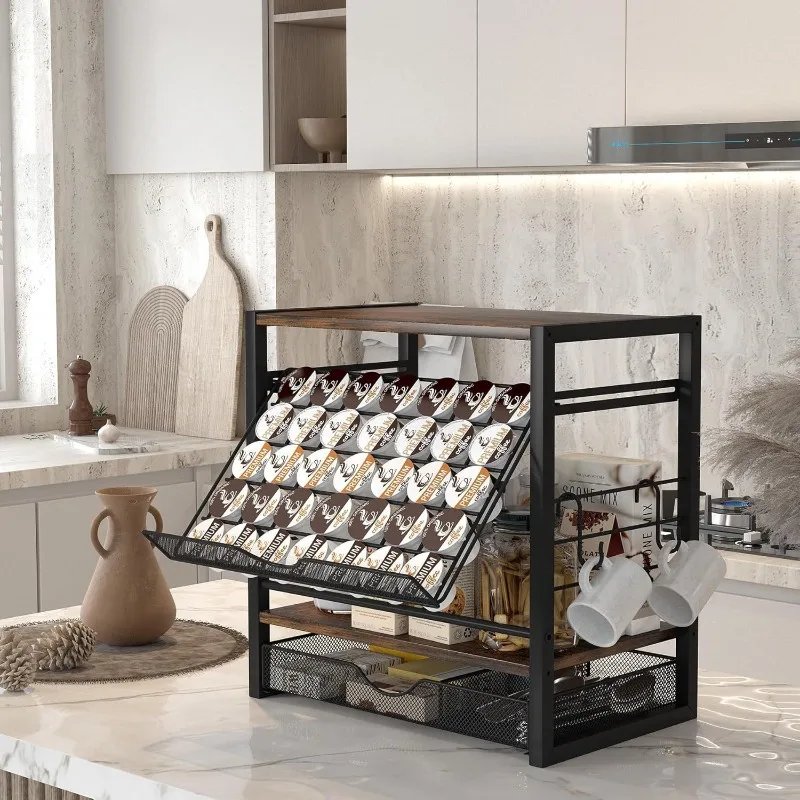 Light luxury coffee cup holder tray, multi-layer snack seasoning storage rack