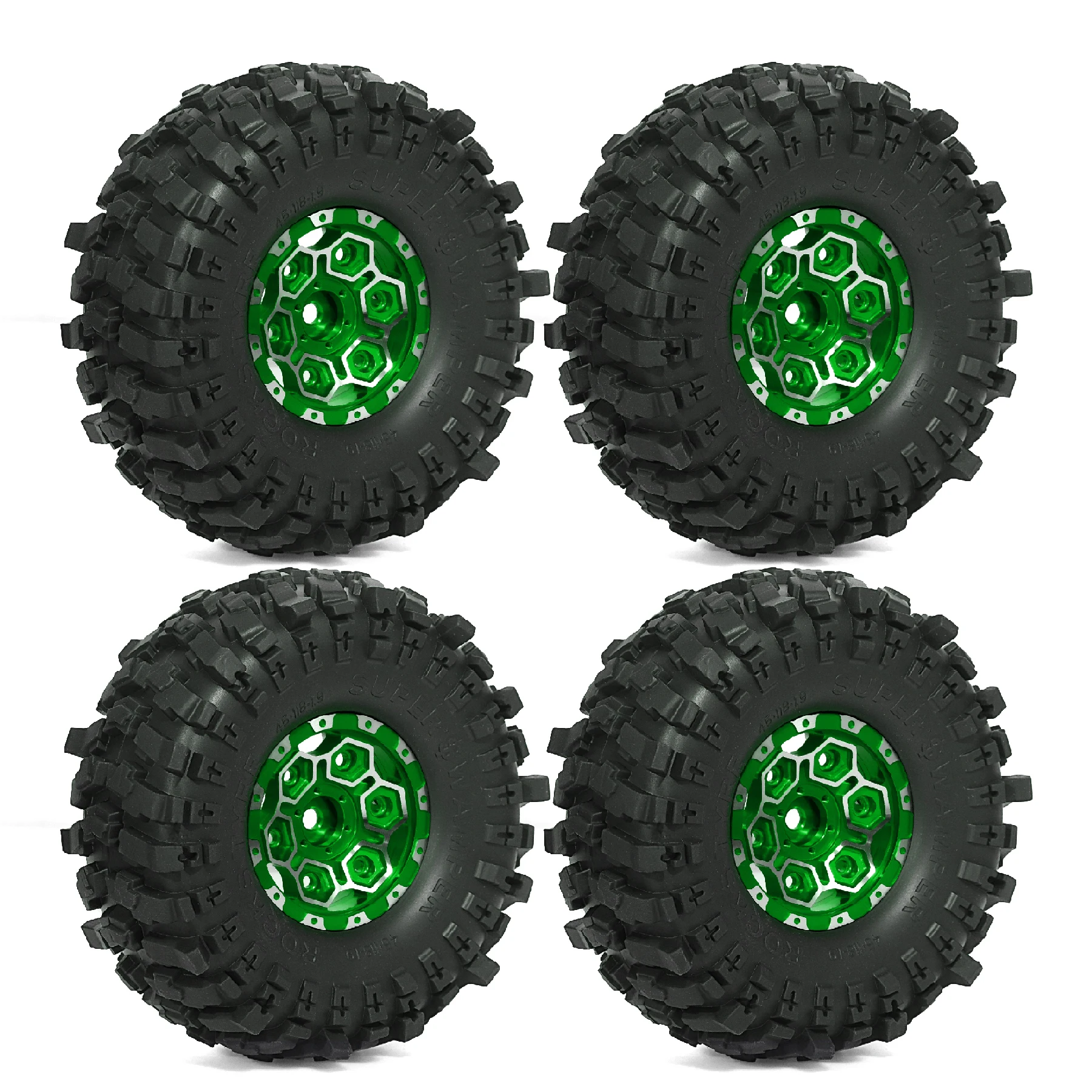 118mm / 4.64'' 1.9 Crawler Tires and 1.9 Beadlock Wheels Set Foam Inserts for Axial SCX10 II III Traxxas TRX-4 Redcat Gen8 Gen7