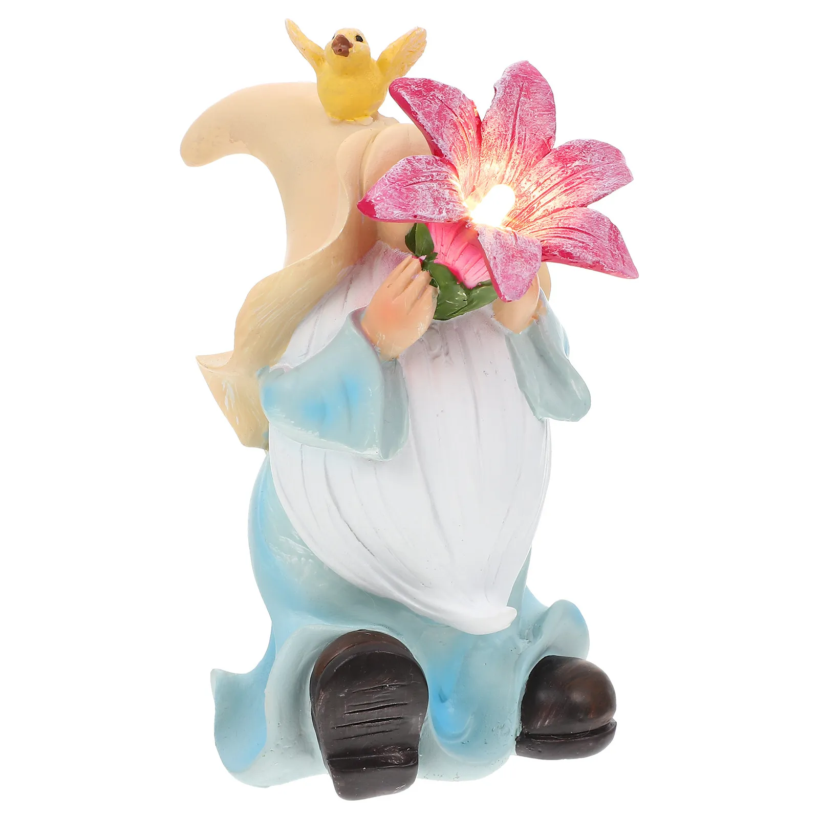 Glowing Gnome Statue Outdoor Garden Decor Lawn Ornament Luminous Night Light Feature Festive Cheerful Photo Prop