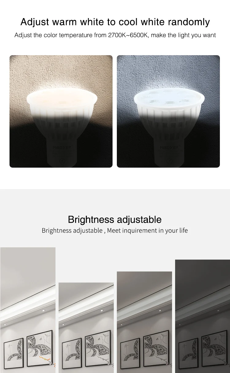 Miboxer Zigbee RGB+CCT LED Bulb Light 4W/6W/12W GU10 E27 Smart Dimmable Spotlight Lamp FUT089Z RF Remote WIFI ZB-Box2 ZB-Box3