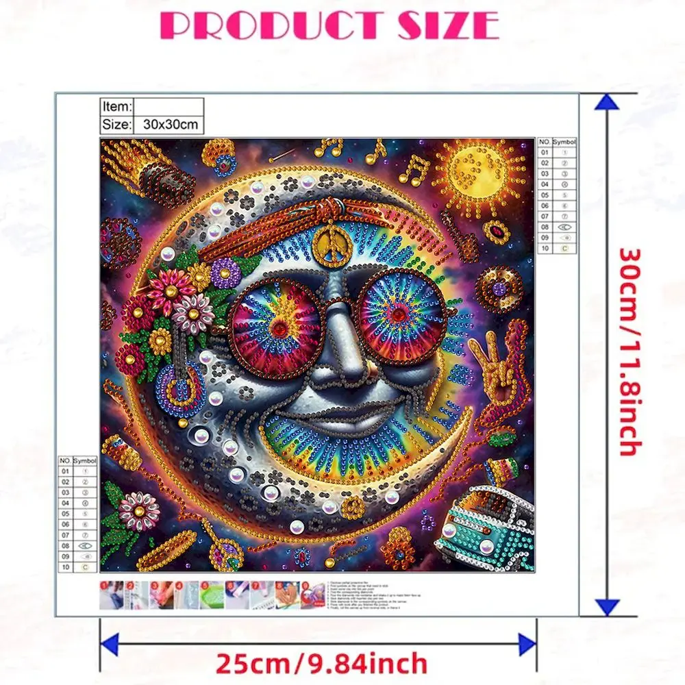 GATYZTORY 5D DIY Diamond Painting Kit Sun Abstract DIY Partial Special Shaped Drill Handmade Diamond Mosaic Art Christmas Gift