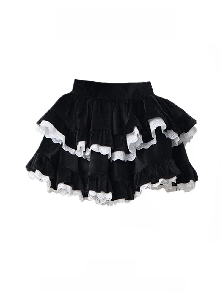 Bla الدانتيل لصق الباليه Sle ort f طول تنورة منتفخة للنساء الربيع الصيف كعكة تنورة عالية الخصر ألف خط صورة ظلية