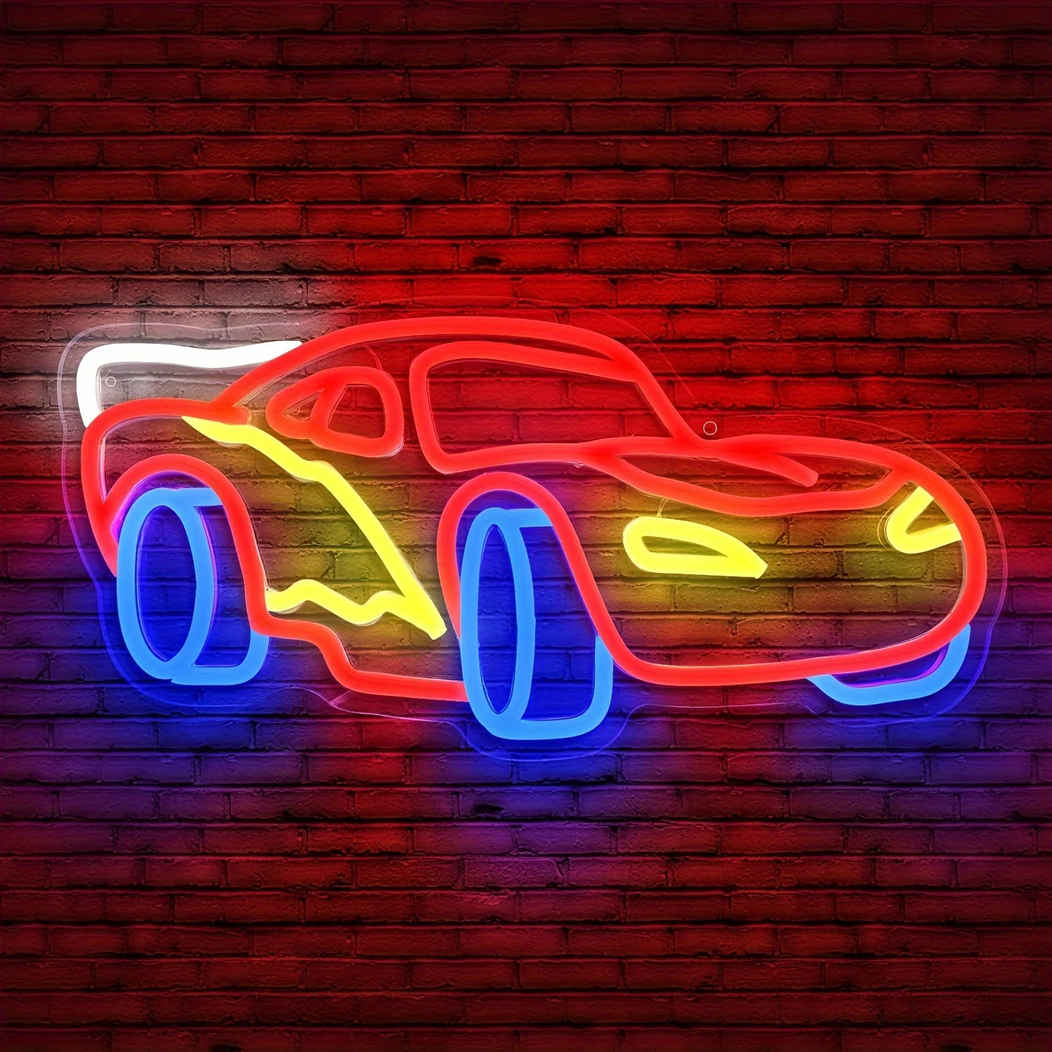 Car Neon Sign,LED Neon Racing Sign, Car Neon Signs Lit Sign, Bedroom Boys Room Games Room Birthday Party Gifts, Wall Decor