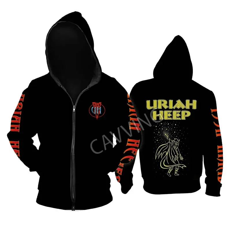 New Fashion Printed  Uriah Heep Band Loose Metal Rock  Zipper Hoodies Gothic Top Harajuku Cotton Unisex Clothing  M3