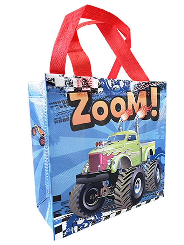 15 Pcs Racing Monster Truck Birthday Party Decorations Supplies Non-Woven Bags Gift Tote Truck Themed with Handles Treat Bags