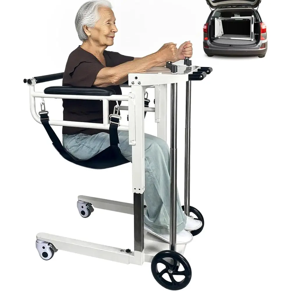 كرسي رفع منتقلي كبير بارتفاع قابل للتعديل، مساعد على التنقل ذاتي التشغيل، سعة 300 رطل، سبائك فولاذية بيضاء
