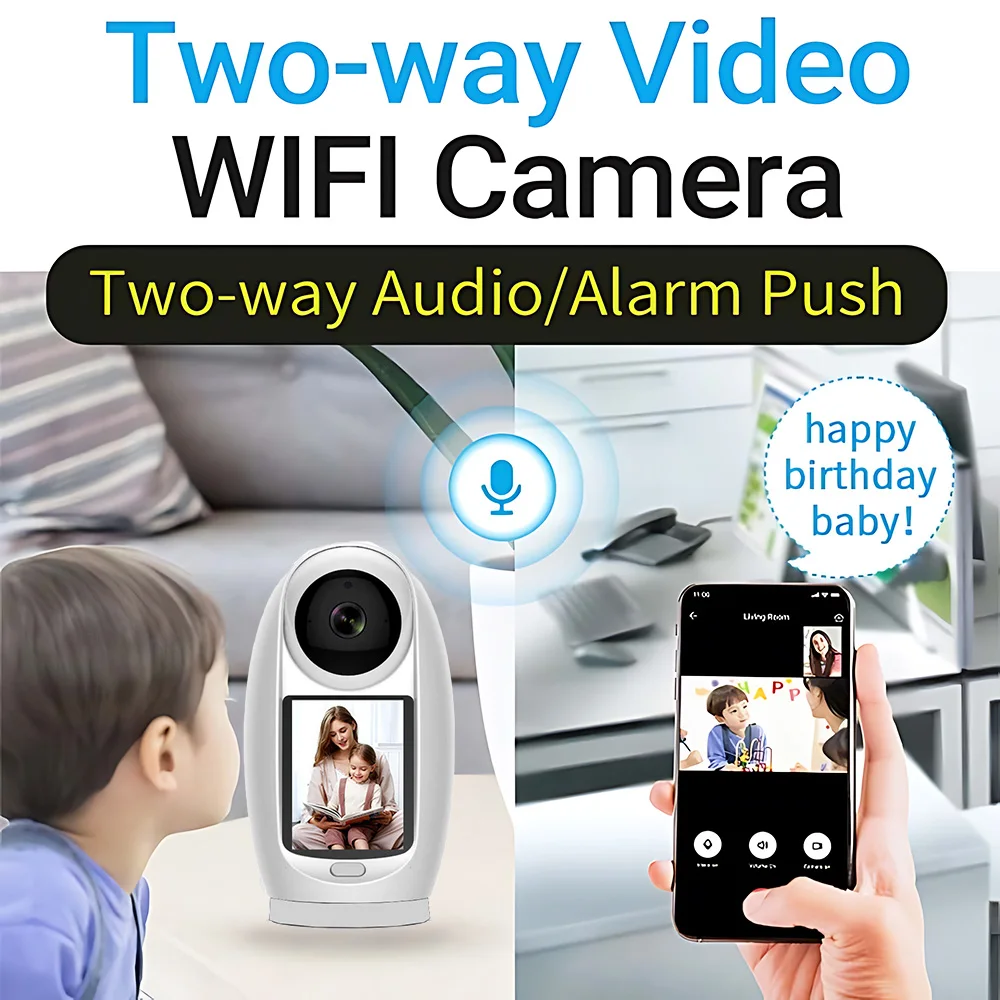 ICSEE Baby Monitor WIFI Camera with Screen 3MP Auto Tracking WIFI Two Way Audio Video One-Key Call IP Camera Baby Camera