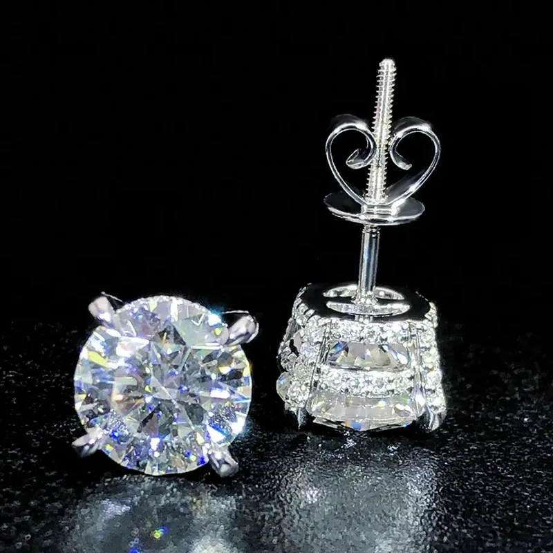 Custom Real S925 Sterling Silver 9k 10k 14k 18k Solid Gold Earrings D Vvs Moissanite Lab Natural Diamond Studs Earrings