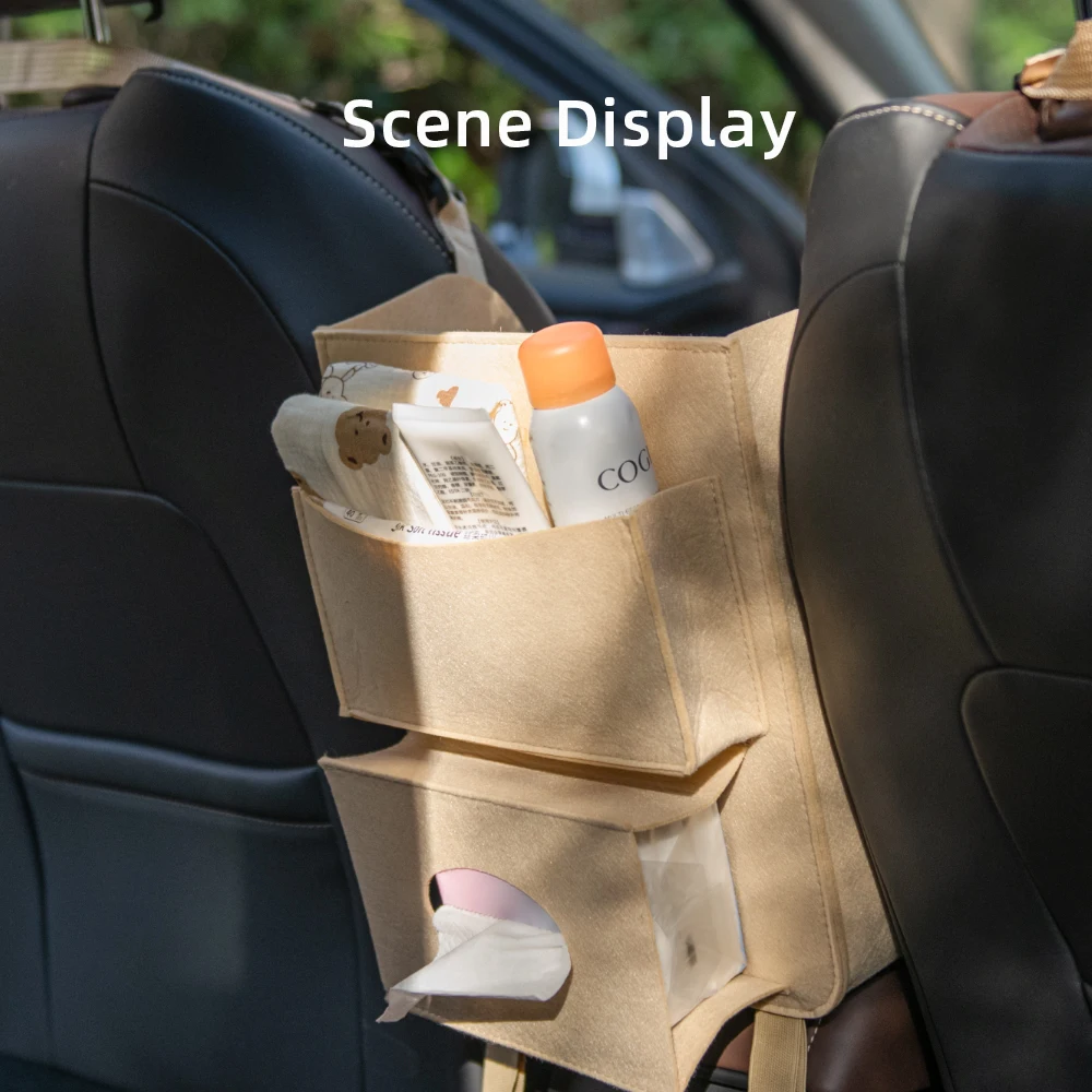 Sunveno bolsa de almacenamiento media para asiento de coche, compartimentos separados para bebé, almacenamiento multifuncional para coche