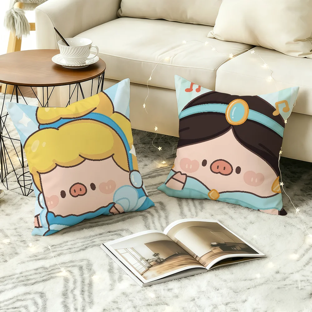 Cartoon cute L-LuLu the P-Piggy cushion cover Comfortable Decorative For Bedroom Living room Dormitory Picnic and Holiday
