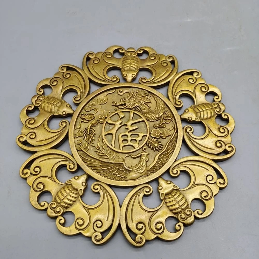 Exquisite brass Wufu linmen home decoration