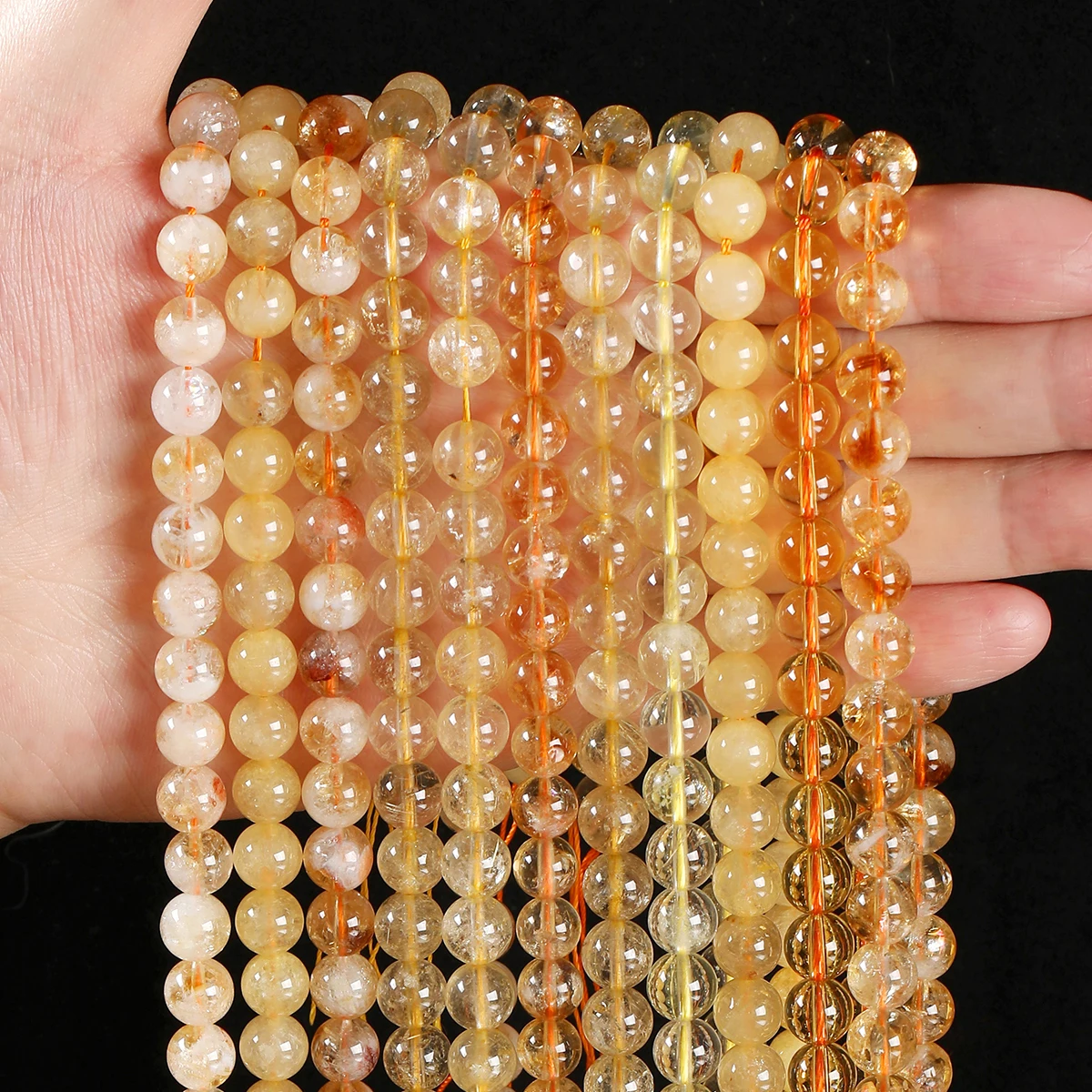 Wholesale Natural Stone Citrine Bead Round Loose Spacer Yellow Quartz Bead for Jewelry Making DIY Bracelet Necklace Accessory