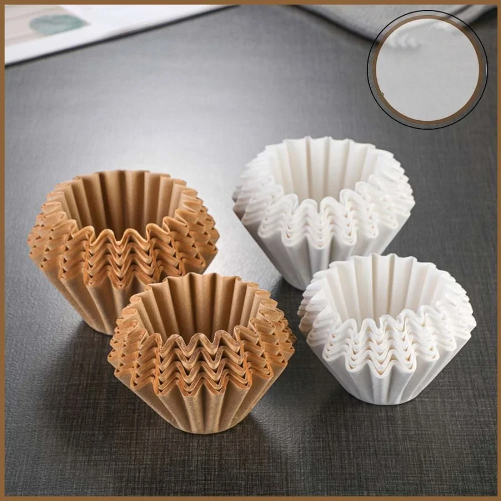 50pcs 45mm/50mm Coffee Filter Paper Hand Brewed Coffee Drip Type Powder Bowl Filter Wave Pattern White Brown Cake Filter Paper