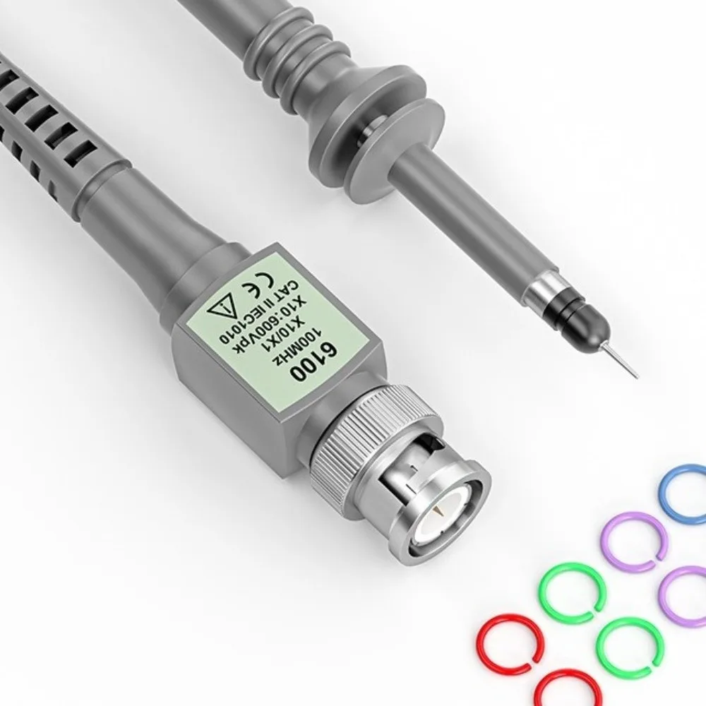 1/2pcs P6100 BNC Oscilloscope Probe 100MHz High Precision Oscilloscope Probe Kit 10:1 Probe Measurement Lead Test Probes