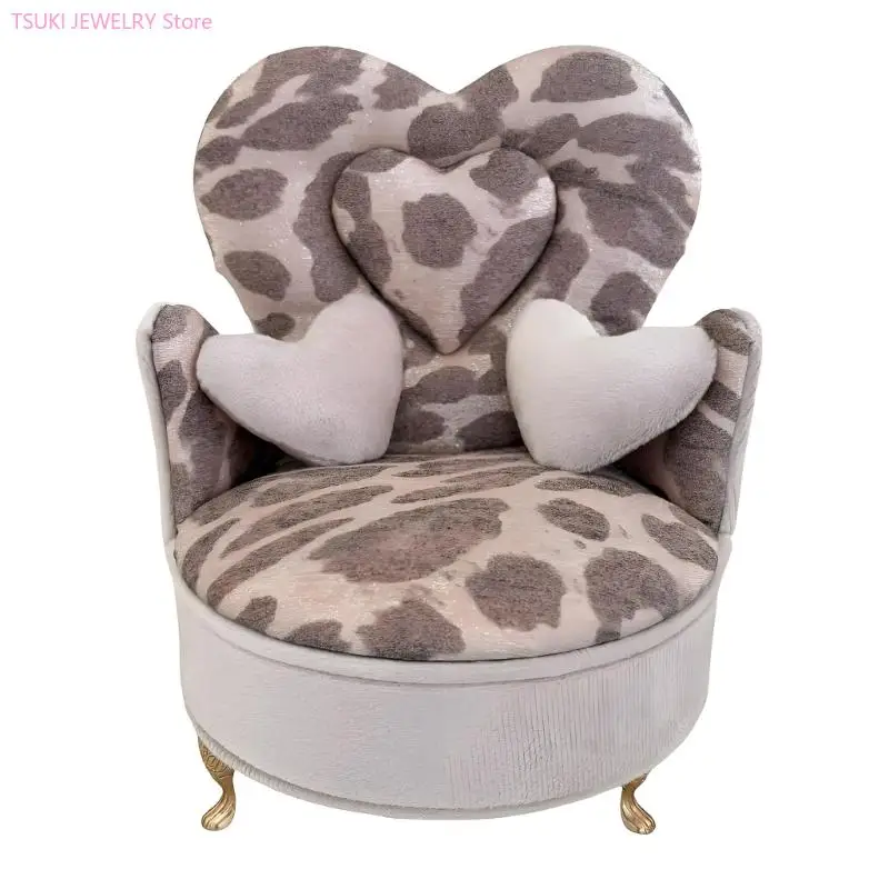 62KE Luxurious Velvets Leopard Print Jewelry Storage Box with Multiple Compartments