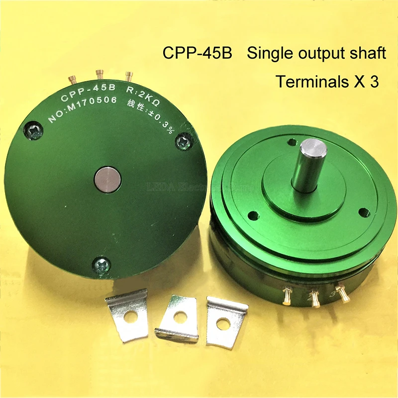 Imagem -02 - Sensor Plástico do Ângulo do Potenciômetro Eixo de Saída Dobro ou Único Eixo Central Precisão Condutora Cpp45 Cpp45b 1pc