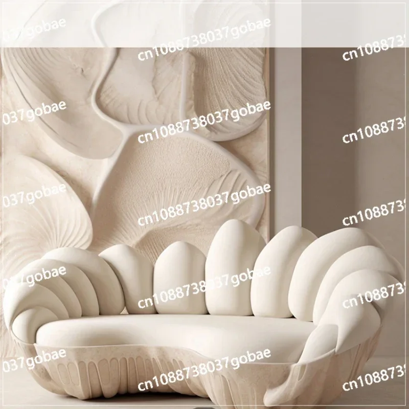 Cream Style Sofa, 4-seater Shell Shaped Sofa, Living Room, Shaped Sofa, Personality