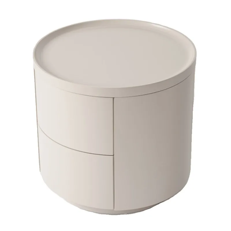 

Minimalist solid wood bedside table painted round bedside table cream wind bedside storage cabinet storage small apartment