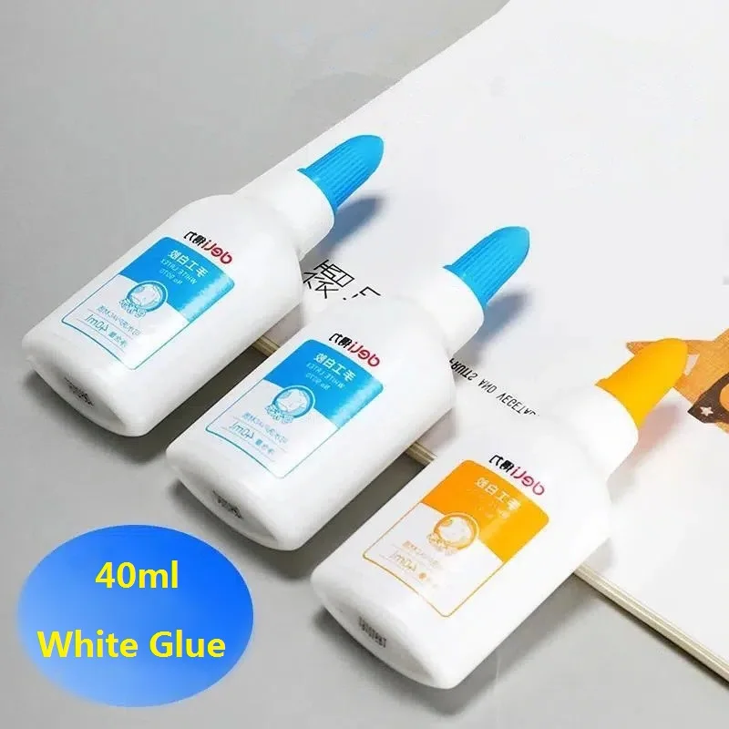 Deli 40ml Liquid White Glue School Office Supply Student Stationery Paper Box Bond Adhesive Child DIY Crafts Washable Nail Gel