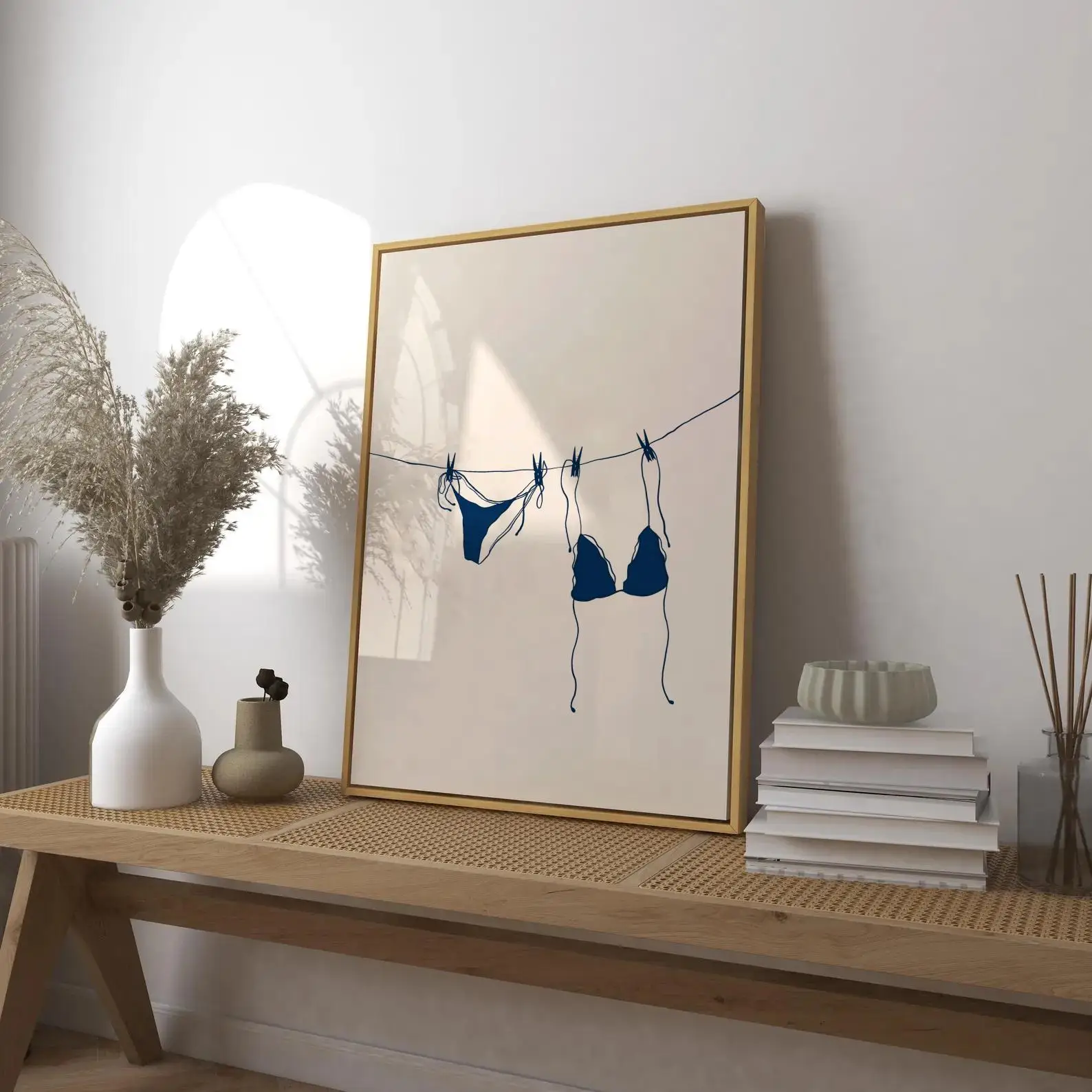 Unframe Summer Bikini Poster Fashion Bikini Shell Conch Palm Tree Wall Art Beach Print Ocean Home Living Room Bedroom Dorm Decor