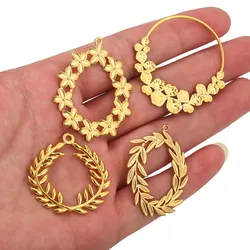 5pcs Gold Plated Stainless Steel Large Circle Charms for Earring Making Earrings Charms For Jewelry Making Findings Wholesale