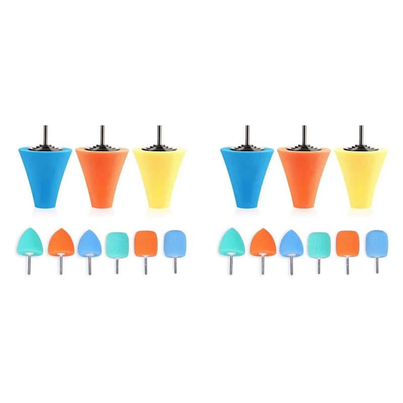Promotion! 18PCS 1/4Inch Shank Sponge Buffing &Polishing Cone For Automotive Car Wheel Hub Care,Metal Polish Buffing Polishing B