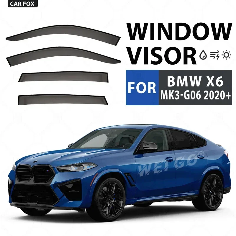 Fit For BMW X6 E71 F16 G06 Window visor Car Sun Rain Guard Vent Shade Deflector Wind Weathershield Moulding Tuning Accessories