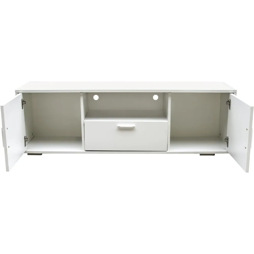 TV Stand for 55 Inch TVs, Modern LED Entertainment Center with Storage Cabinet and Open Shelf Console Table Storage Desk