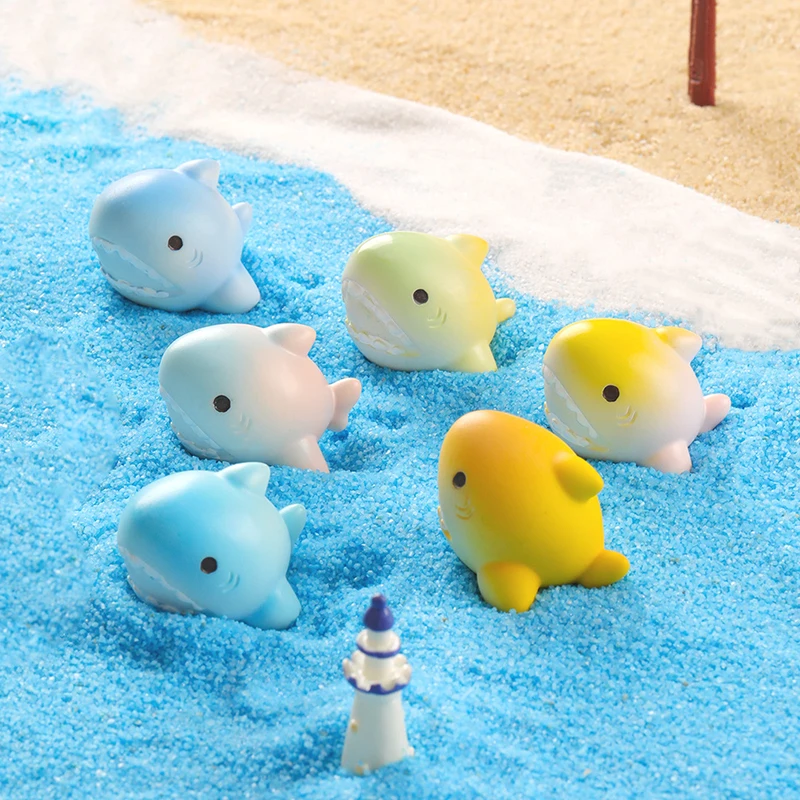 Marine Animals Sharks Doll Cute Cartoon Ornament Miniature Figurine Kawaii Desktop Micro Landscape DIY Home Decoration Gifts