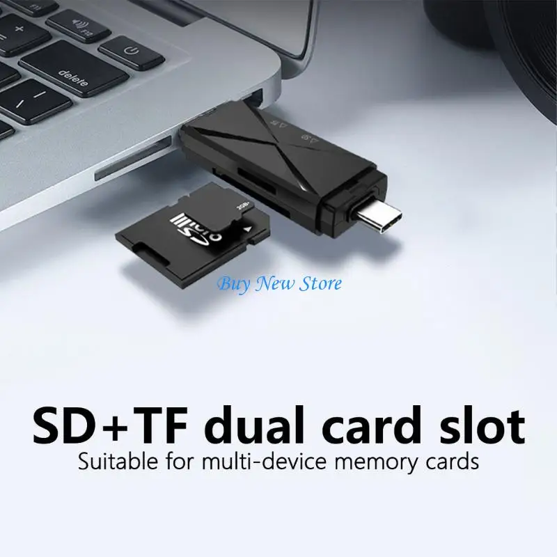 

20CE USB 2.0 Multifunction Card Reader with Micros USB Type C Interfaces for SDTF for Cameras Smartphones Tablets