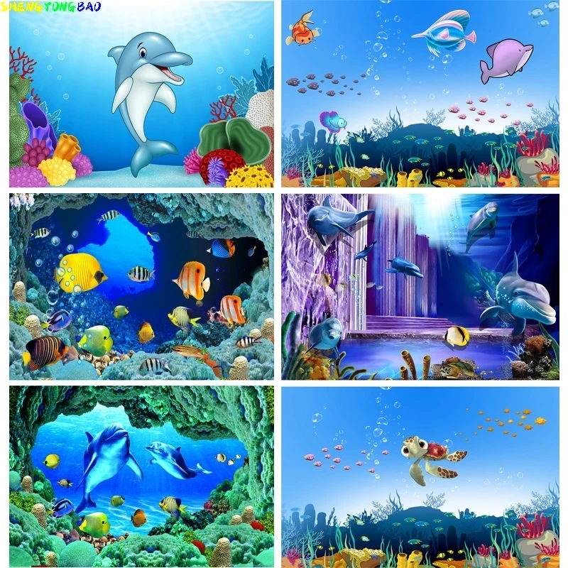 Children Birthday Photography Backdrops Ocean World Baby Newborn Portrait Photo Background Studio Props 2193 HHY-02