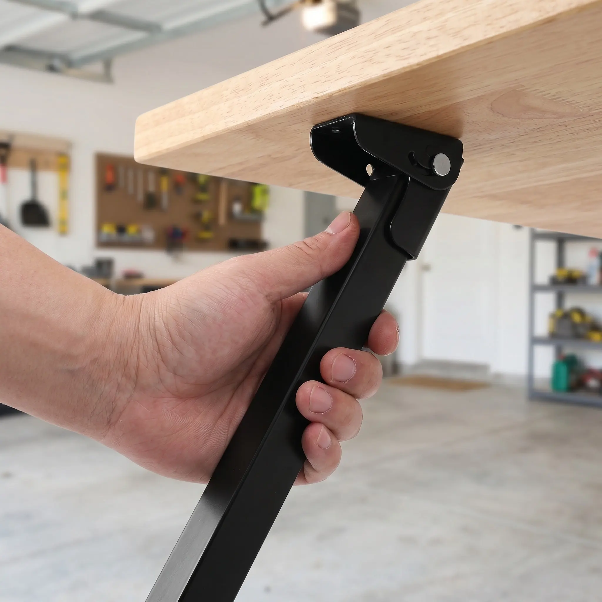 2Pcs Folding Table Legs Black Metal Foldable Furniture Support Brackets Stable Self Locking for Desk Table Replacement