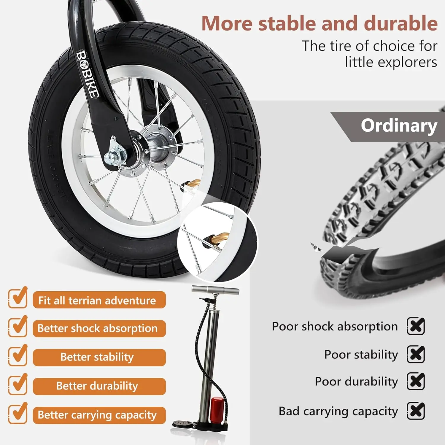 Vélo d'équilibre pour tout-petits avec pneus en caoutchouc gonflables, jouets réglables pour enfants, 18 mois à 4 ans, garçons et filles