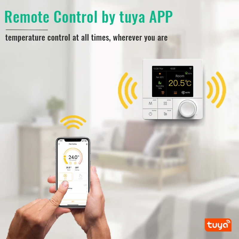 Imagem -03 - Tuya Wifi Smart Floor Heating Termostato Regulador Quente Elétrico Água Gás Caldeira Controle Remoto Controlador de Temperatura Alexa Google